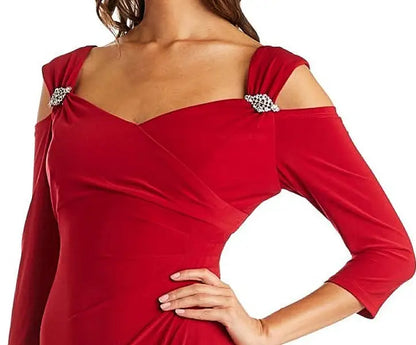 LAST ONES Sizes 16 & 18 REMAIN in RED ONLY RM Richards Embellished Cold Shoulder - Formal Women’s Party Cocktail