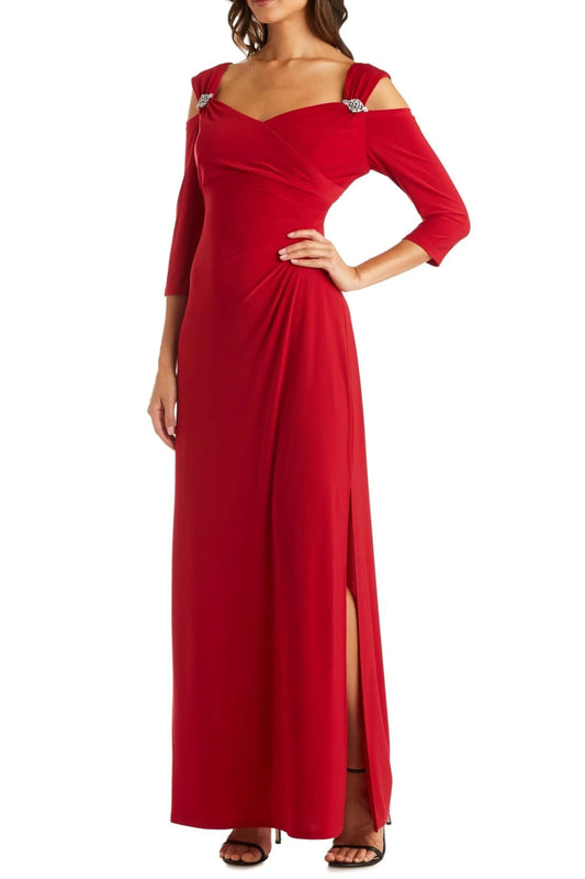 LAST ONES Sizes 16 & 18 REMAIN in RED ONLY RM Richards Embellished Cold Shoulder - Formal Women’s Party Cocktail