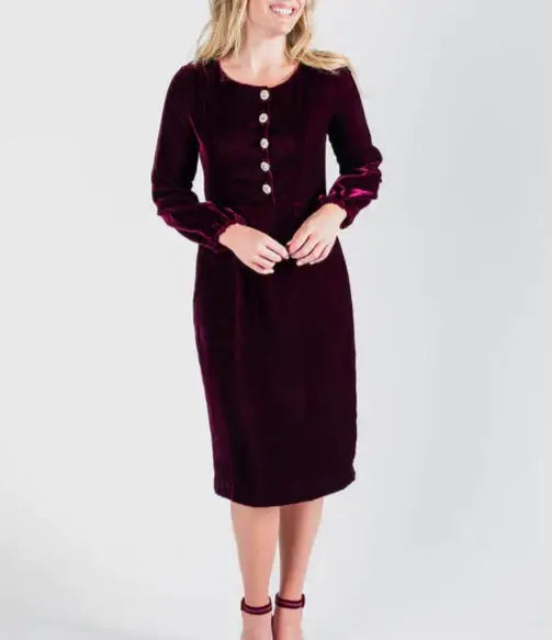 LAST ONES! USA Made Fine Velvet Party Dress w/Rhinestone Buttons ONLY SM & MED Available USA ?? Cocktail Holiday