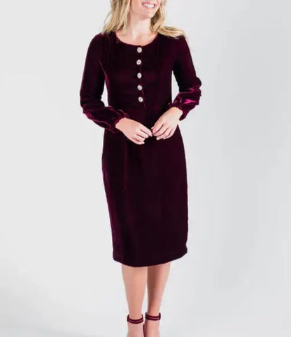LAST ONES! USA Made Fine Velvet Party Dress w/Rhinestone Buttons ONLY SM & MED Available USA ?? Cocktail Holiday