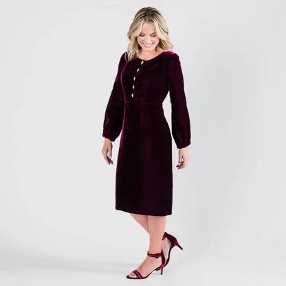 LAST ONES! USA Made Fine Velvet Party Dress w/Rhinestone Buttons ONLY SM & MED Available USA ?? Cocktail Holiday