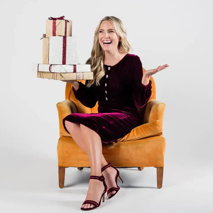 LAST ONES! USA Made Fine Velvet Party Dress w/Rhinestone Buttons ONLY SM & MED Available USA ?? Cocktail Holiday