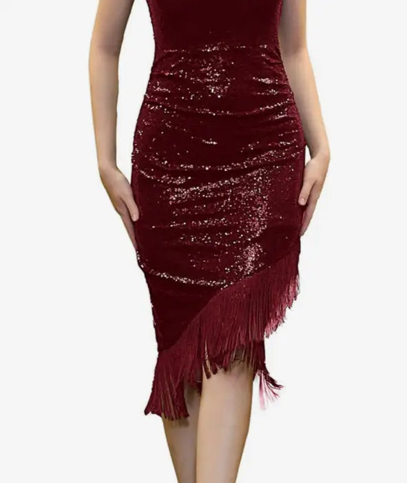 LAST ONES Wine Red Flapper Cocktail Dress SM/MED/LG Available Women’s Party Apparel - Cocktail Dress