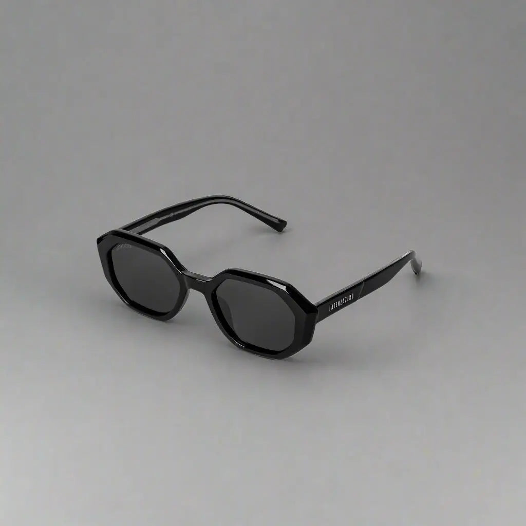 Black octagonal-framed sunglasses with dark lenses from LatenzaZero women’s UV3 Veritas_X242