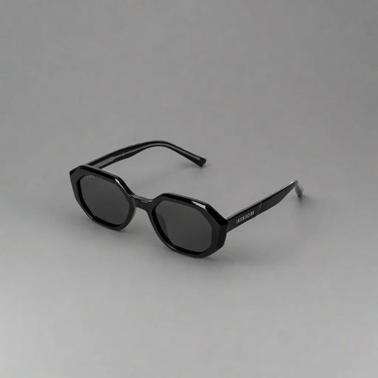 Black octagonal-framed sunglasses with dark lenses from LatenzaZero women’s UV3 Veritas_X242