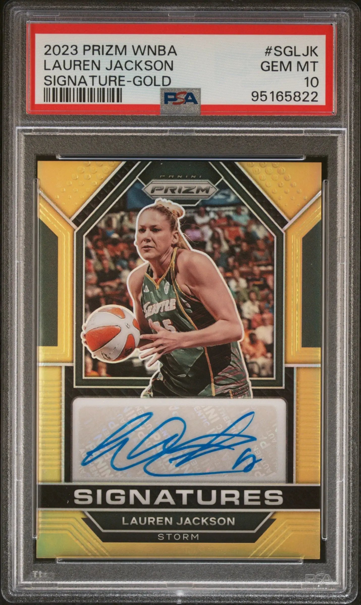 PSA-graded Lauren Jackson 2023 Prizm WNBA Gold Signature basketball card