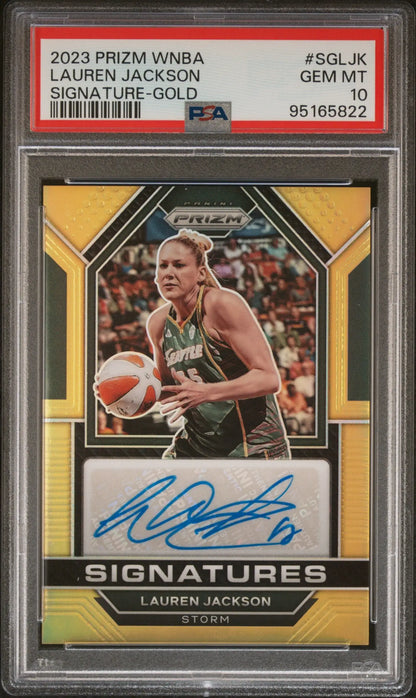 PSA-graded Lauren Jackson 2023 Prizm WNBA Gold Signature basketball card