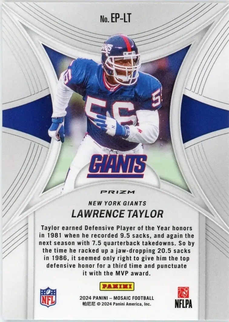 Lawrence Taylor 2024 Panini Mosaic Epic Performers football card New York Giants
