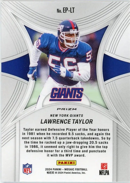 Lawrence Taylor 2024 Panini Mosaic Epic Performers football card New York Giants