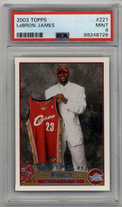 PSA-graded LeBron James 2003-04 Topps #221 Rookie PSA 9 Mint trading card