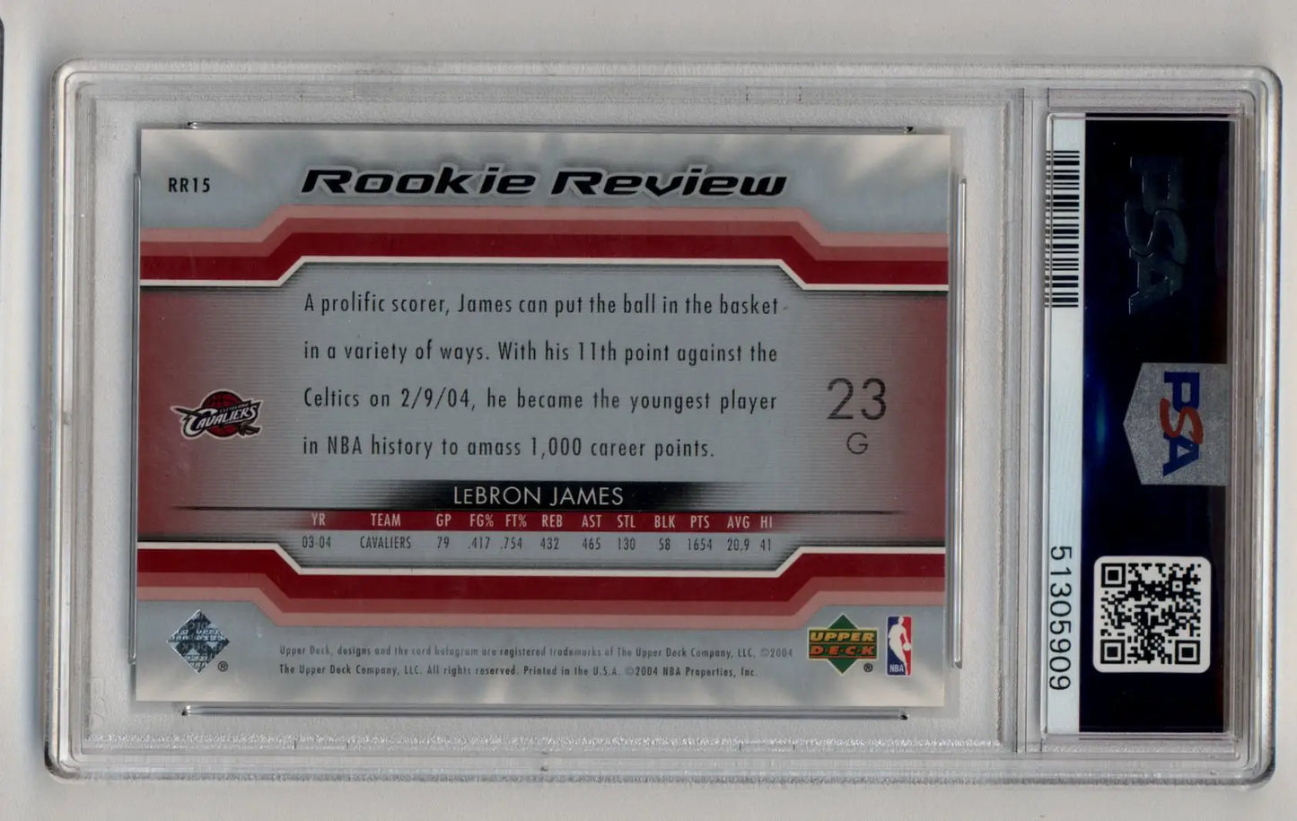 LeBron James 2004-05 UD All-Star Lineup Rookie Review PSA 10 Gem Mint in protective case