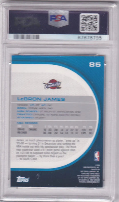 LeBron James basketball card in protective case from Columbia Hobby, gem mint PSA 10