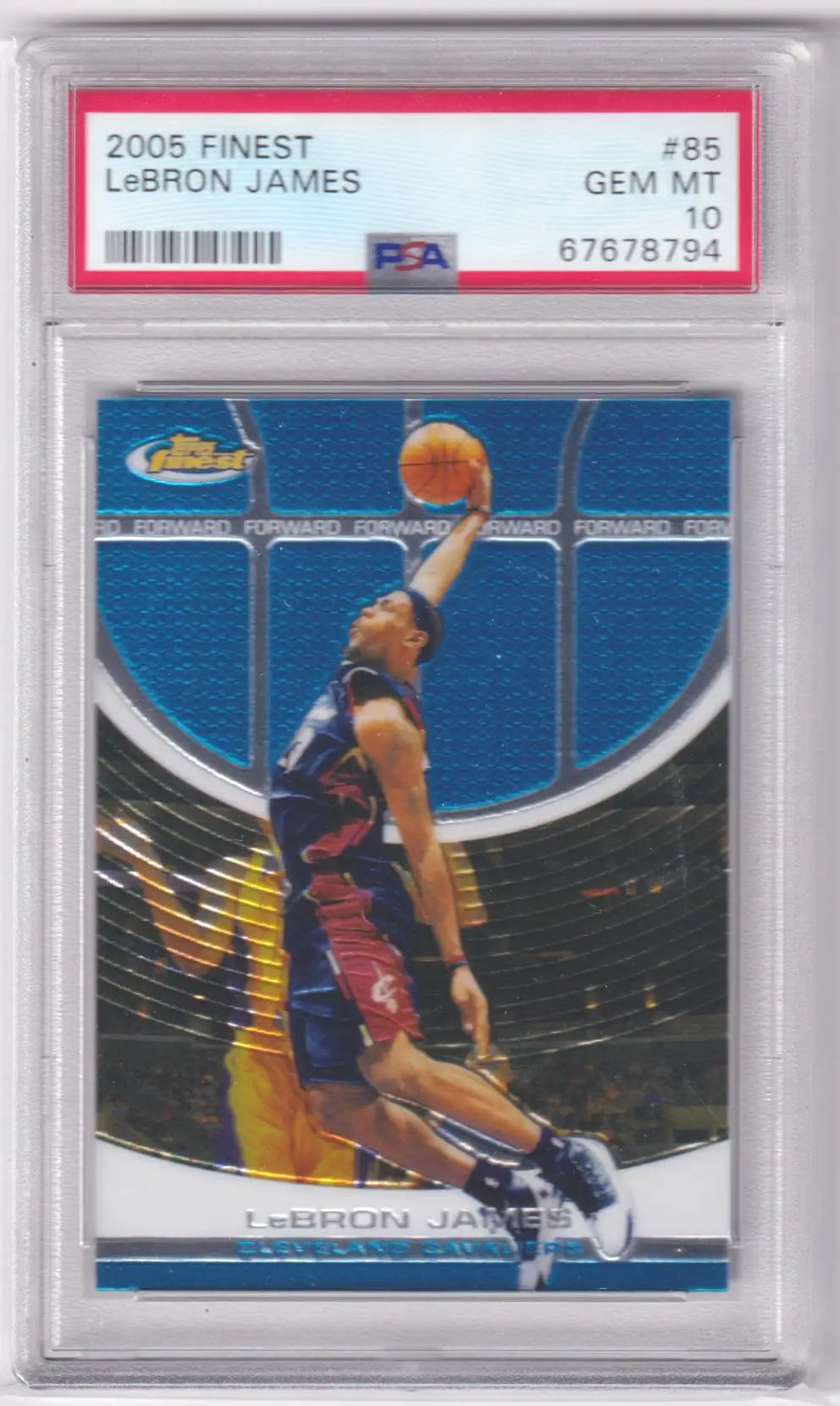 Graded LeBron James basketball card from Columbia Hobby, 2005 Topps Finest, PSA 10