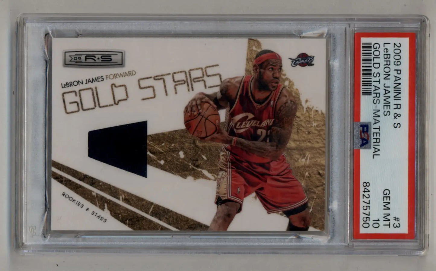 PSA-graded LeBron James 2009-10 Gold Stars Material card with game-worn jersey patch