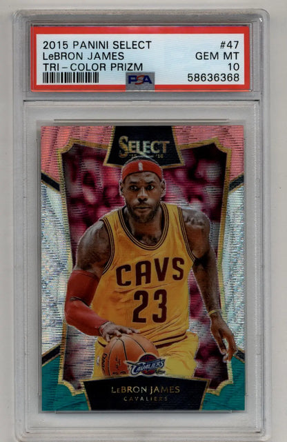 LeBron James 2015-16 Select Tri-Color #47 PSA 10 Gem Mint - Singles
