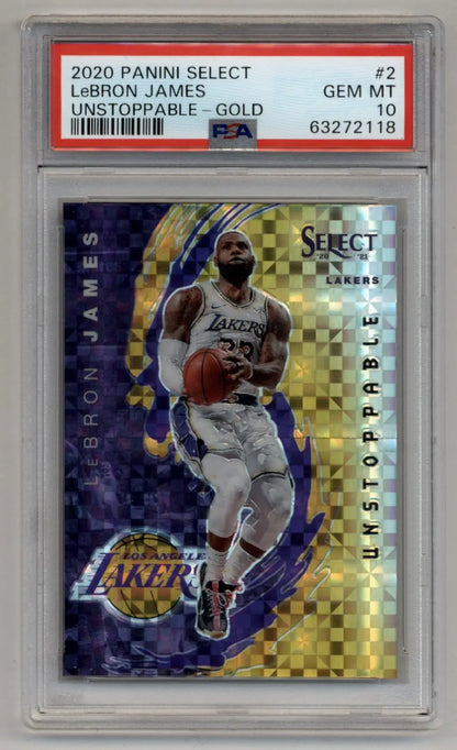 LeBron James 2020-21 Select Unstoppable Gold 07/10 #2 PSA 10 Gem Mint - Singles