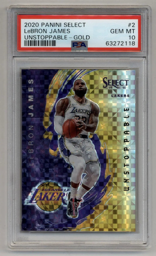 LeBron James 2020-21 Select Unstoppable Gold 07/10 #2 PSA 10 Gem Mint - Singles