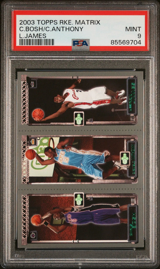 Graded Lebron James Bosh Anthony 2003 Topps Rookie Matrix PSA 9 Mint basketball card