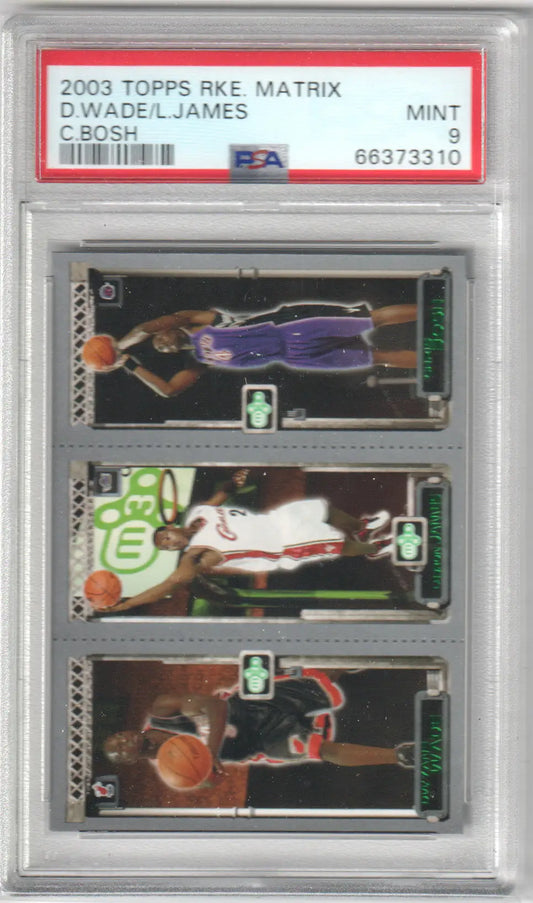 Graded LEBRON JAMES DWAYNE WADE BOSCH 2003 Topps Rookie Matrix Basketball Card
