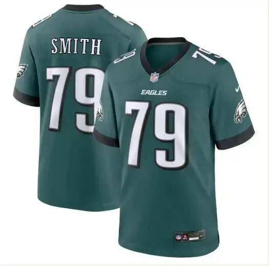 Teal green Lecitus Smith Philadelphia Eagles Nike Game Jersey with 79 on front and back