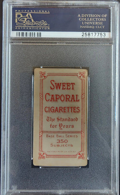 PSA-graded Lee Quillen Quillin T206 Sweet Caporal cigarette card in protective holder