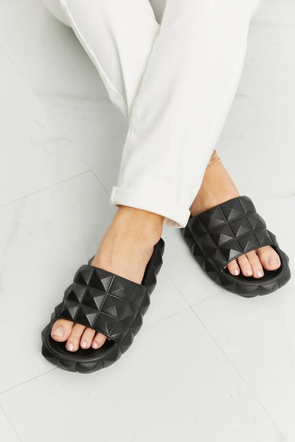 Legend Let’s Chill 3D Stud Slide Sandal - Black / 6