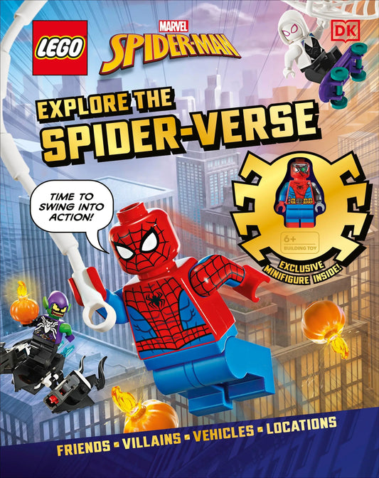 Lego Marvel Spider-Man Explore The Spider-Verse book cover featuring Lego Marvel Spider-Man
