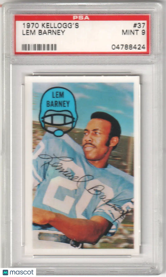 Columbia Hobby Lem Barney 1970 Kellogg’s football card PSA 9 Mint in protective slab