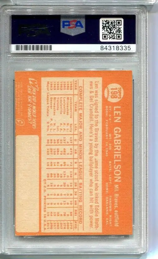 Len Gabrielson Signed 1964 Topps #198 AUTO Trading Card PSA/DNA Graded Baseball Card