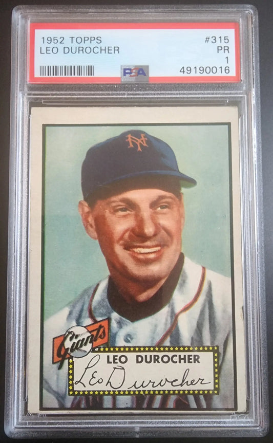 PSA-graded 1952 Topps baseball card of Leo Durocher, New York Giants player