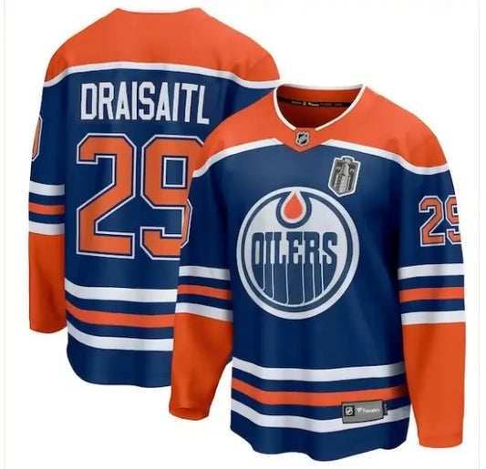 Leon Draisaitl Edmonton Oilers 2025 Stanley Cup Final Home Breakaway Jersey royal front view