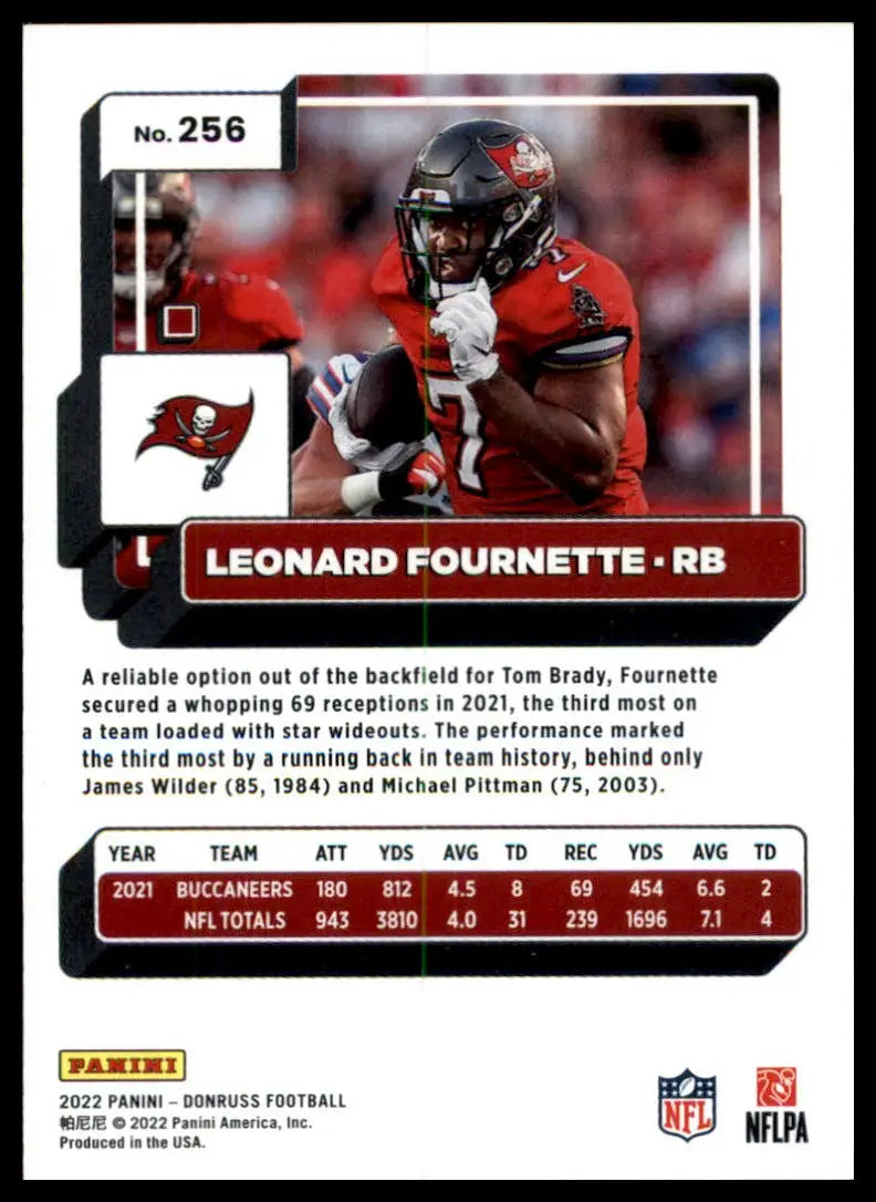 Leonard Fournette football card from 2022 Donruss Tampa Bay Buccaneers product