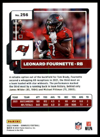 Leonard Fournette football card from 2022 Donruss Tampa Bay Buccaneers product