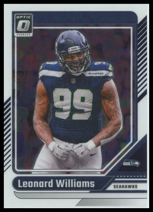Leonard Williams 2024 Donruss Optic football trading card in Seattle Seahawks uniform