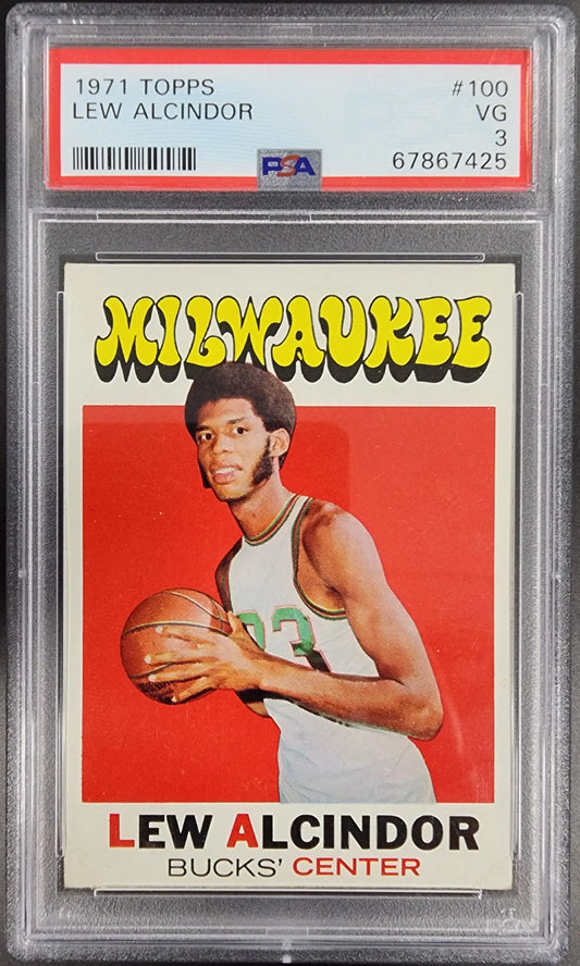 Lew Alcindor 1971 Topps basketball card graded PSA 3 Very Good display