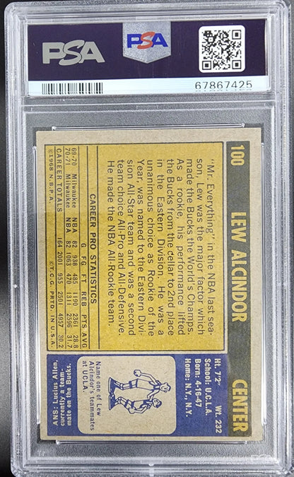 PSA-graded 1970-71 Topps Lew Alcindor Kareem Abdul-Jabbar basketball card