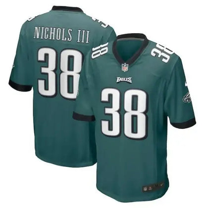 Dark Green Philadelphia Eagles Lew Nichols III Nike Game Jersey with 38 number front and back