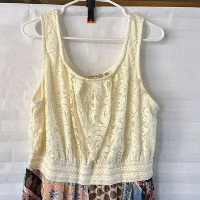 Cream lace tank top with patterned skirt from Liberty Love 3XL flowy casual sundress