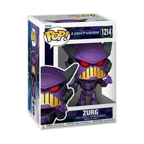 Lightyear Zurg Pop vinyl figure in purple armor with red glowing eyes