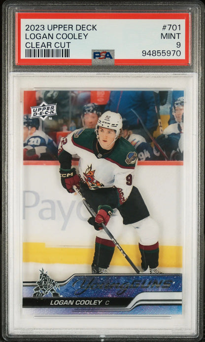 Logan Cooley 2023 Upper Deck #701 Clear Cut PSA 9 Mint - Singles