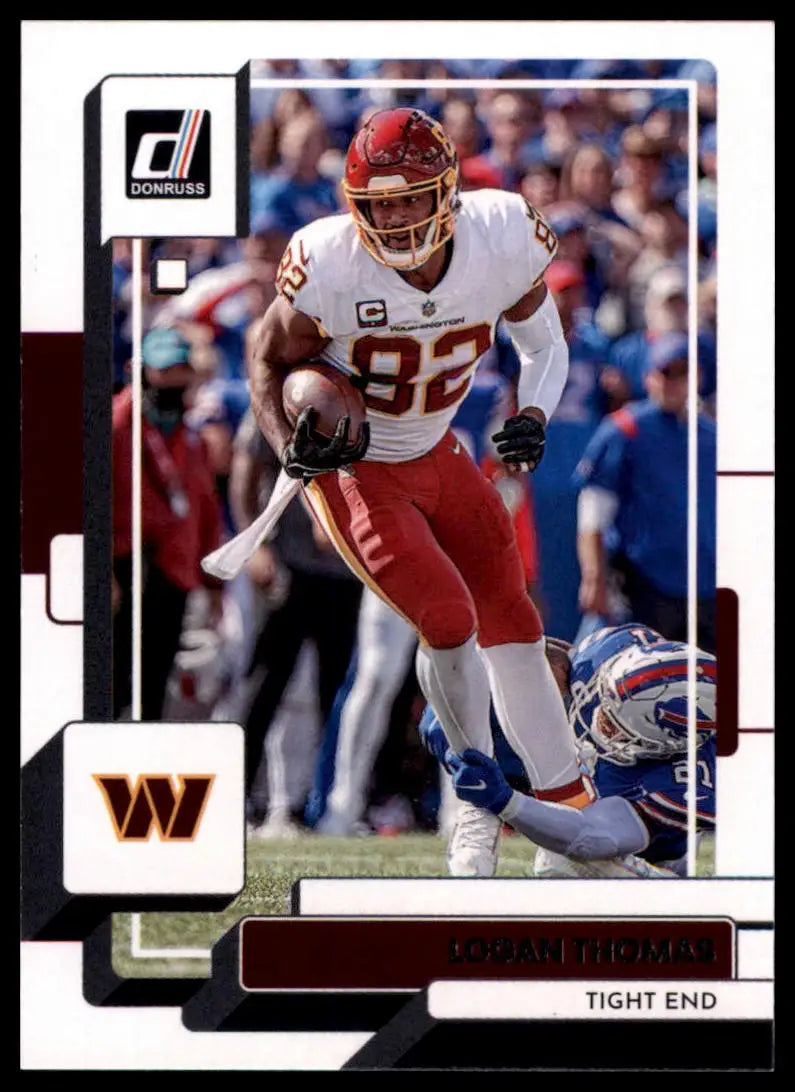 Football trading card featuring Logan Thomas from 2022 Donruss Washington Commanders
