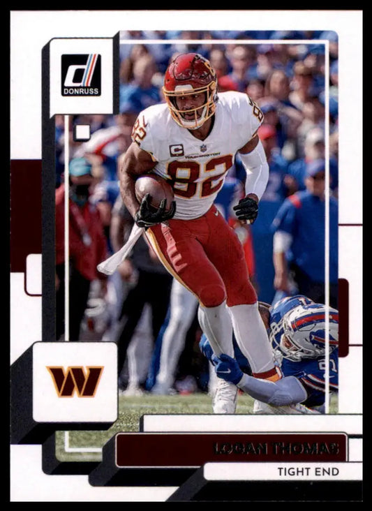 Football trading card featuring Logan Thomas from 2022 Donruss Washington Commanders series