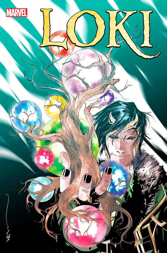 Loki 2 comic book cover art features a mystical tree and character with dark hair