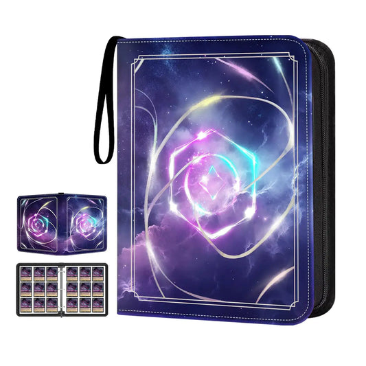 Cosmic design trading card binder for Lorcana cards with 9 pockets and removable sleeves