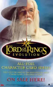Elderly man with white beard and hat on Lord of the Rings box topper poster design