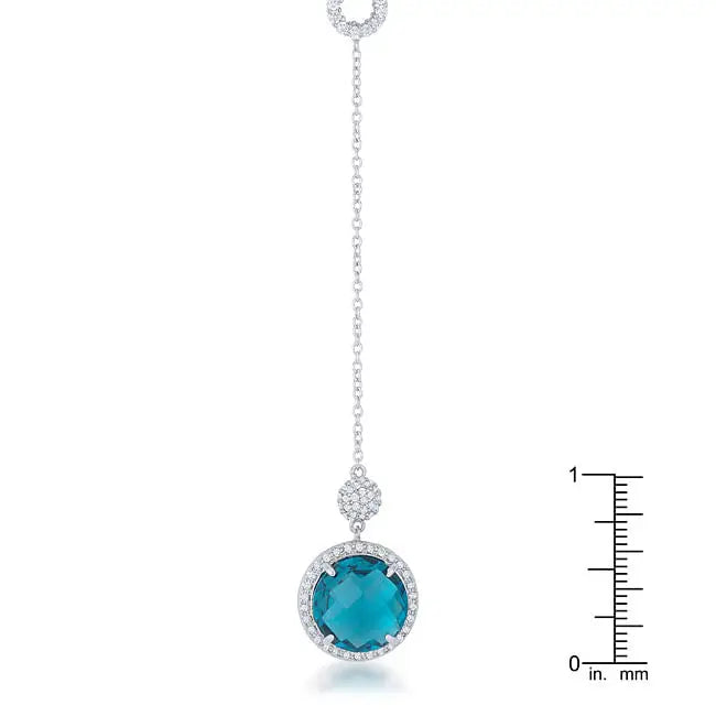 Lori 10.9ct Aqua CZ Rhodium Classic Drop Lariat Necklace - Necklace
