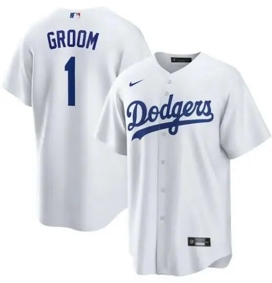 White Dodgers baseball jersey in Los Angeles Dodgers Nike #1 Groom Home Replica Jersey product
