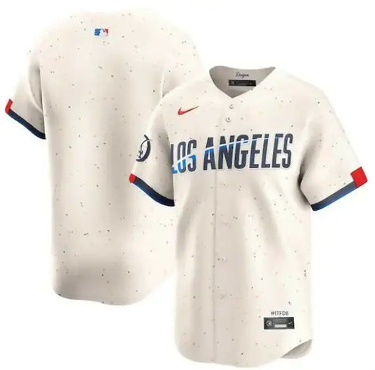 Los Angeles Dodgers Nike 2024 City Connect Cream Limited Jersey displayed for sale