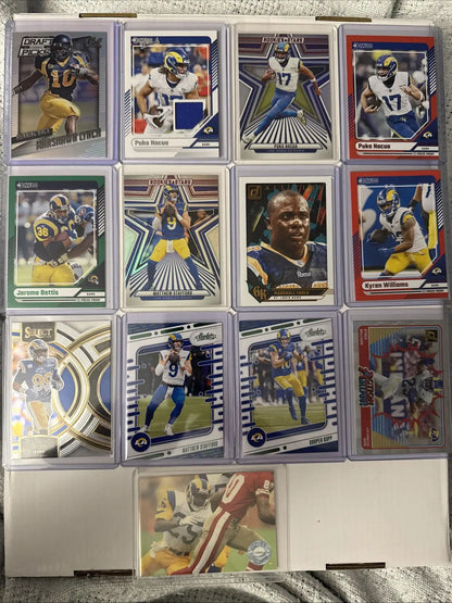 Los Angeles Rams card lot featuring Puka Nacua, Matt Stafford, and Kyren Williams