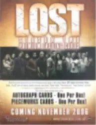 Promotional poster for Lost Season 2 Trading Card Sell Sheet with character silhouettes